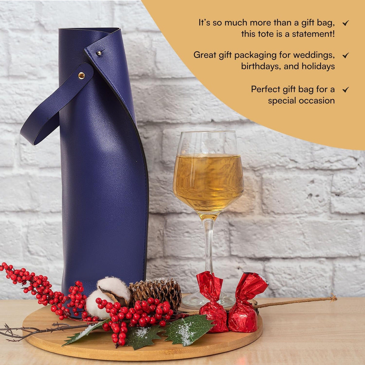 Vegan Leather Wine Tote