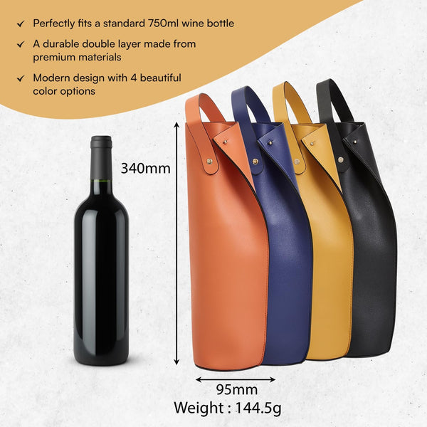Vegan Leather Wine Tote luxury double-layered 750ML wine carrier
