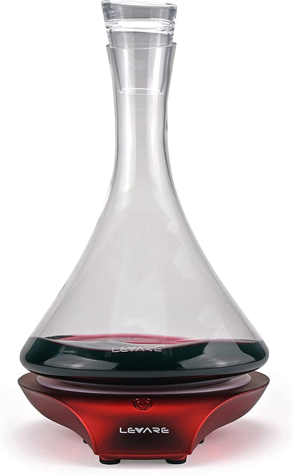 LEVARE Naturally Aerating Decanter and Revolving Base - Premium Aeration with the Sommeliers Swirl - Perfectly Ages Your Wine in Minutes