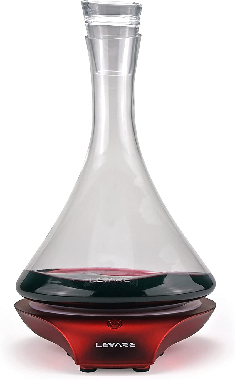 LEVARE Naturally Aerating Decanter and Revolving Base - Premium Aeration with the Sommeliers Swirl - Perfectly Ages Your Wine in Minutes